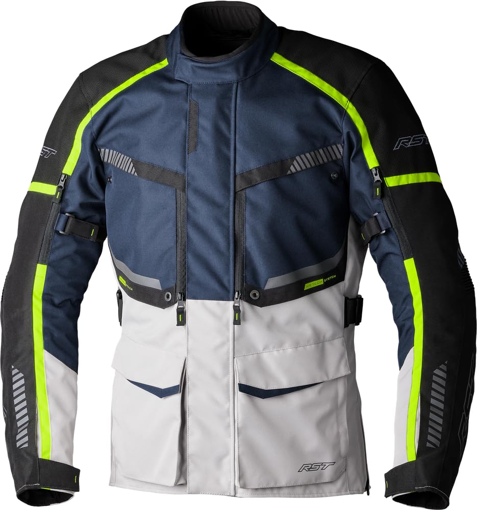 RST Maverick Evo Motorcycle Textile Jacket, dark blue/silver/neon, XL