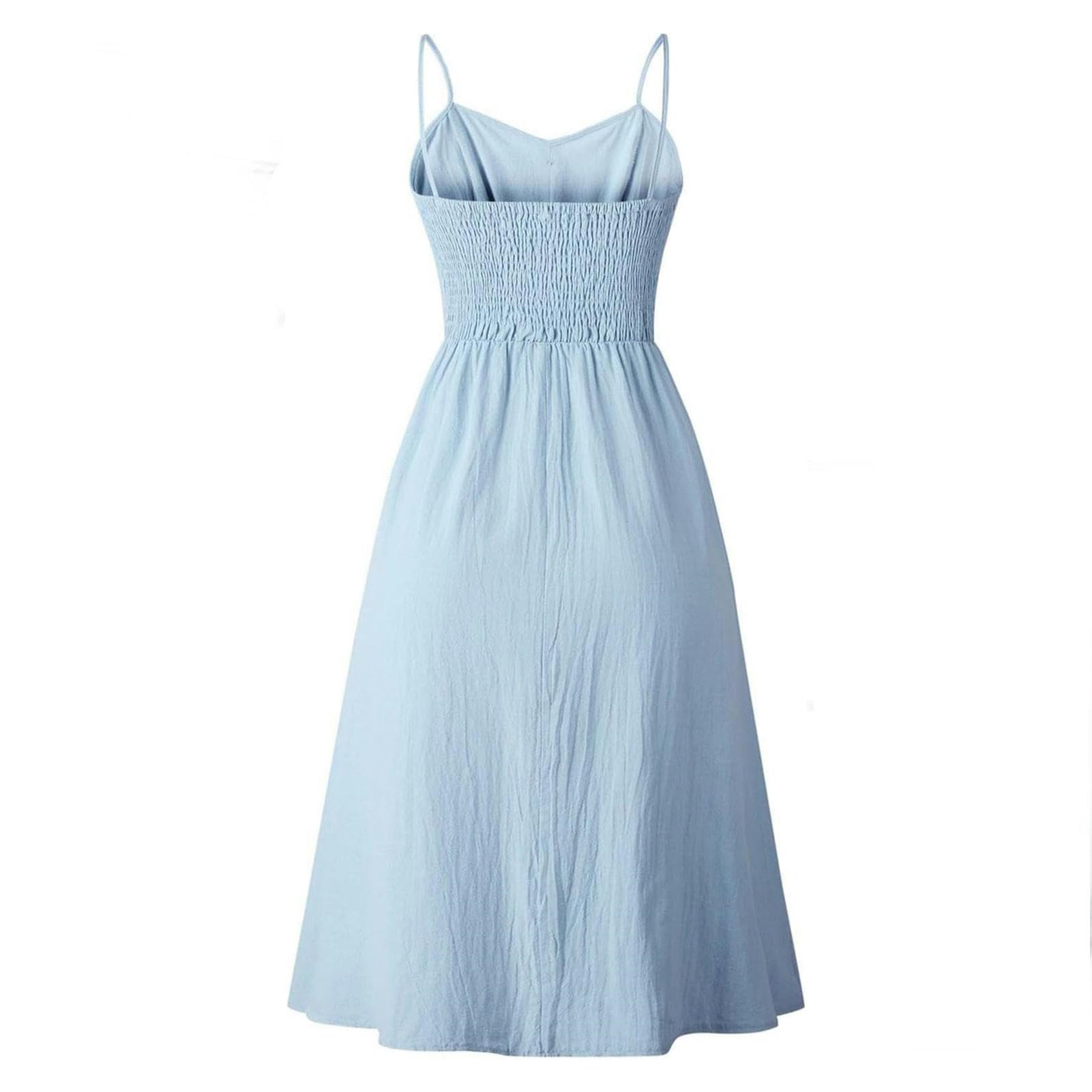 Gonna Lunga Abito Midi per Donne Summer Color Solid Single Sfritto con Tasche Abiti Bohiamian Sleevelico Sleevelico-m-20
