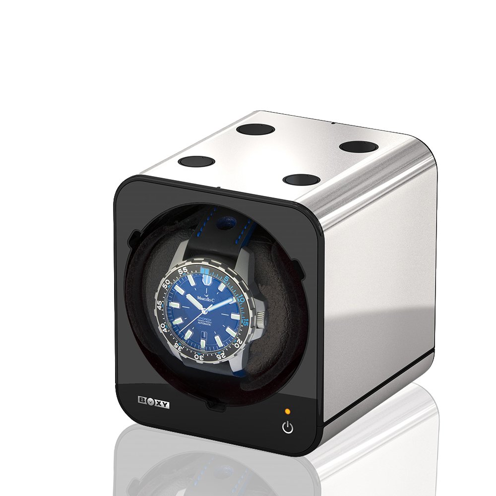 Vitrina móvil para relojes automáticos Beco Starter Set Boxy Fancy Brick Caja giratoria (Watch Winder) Rotador de relojes de lujo PLATA