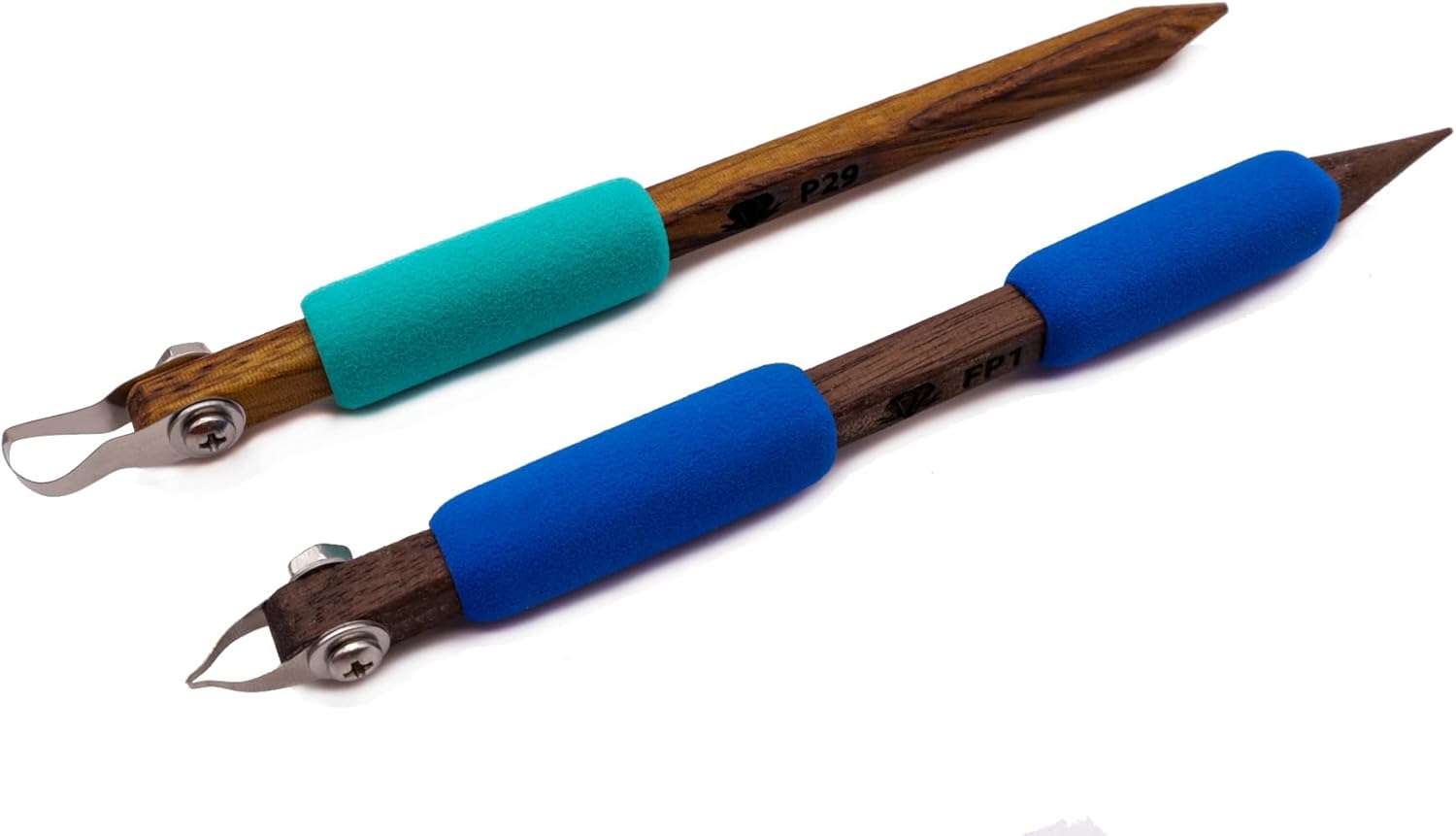 The Original DiamondCore Tools: 2-Pack Pottery Carving Tool Set ‚ P29 & FP1, Clay Sculpting, Detail Relief Carving, Sgraffito, Ceramic Art (Set 4)