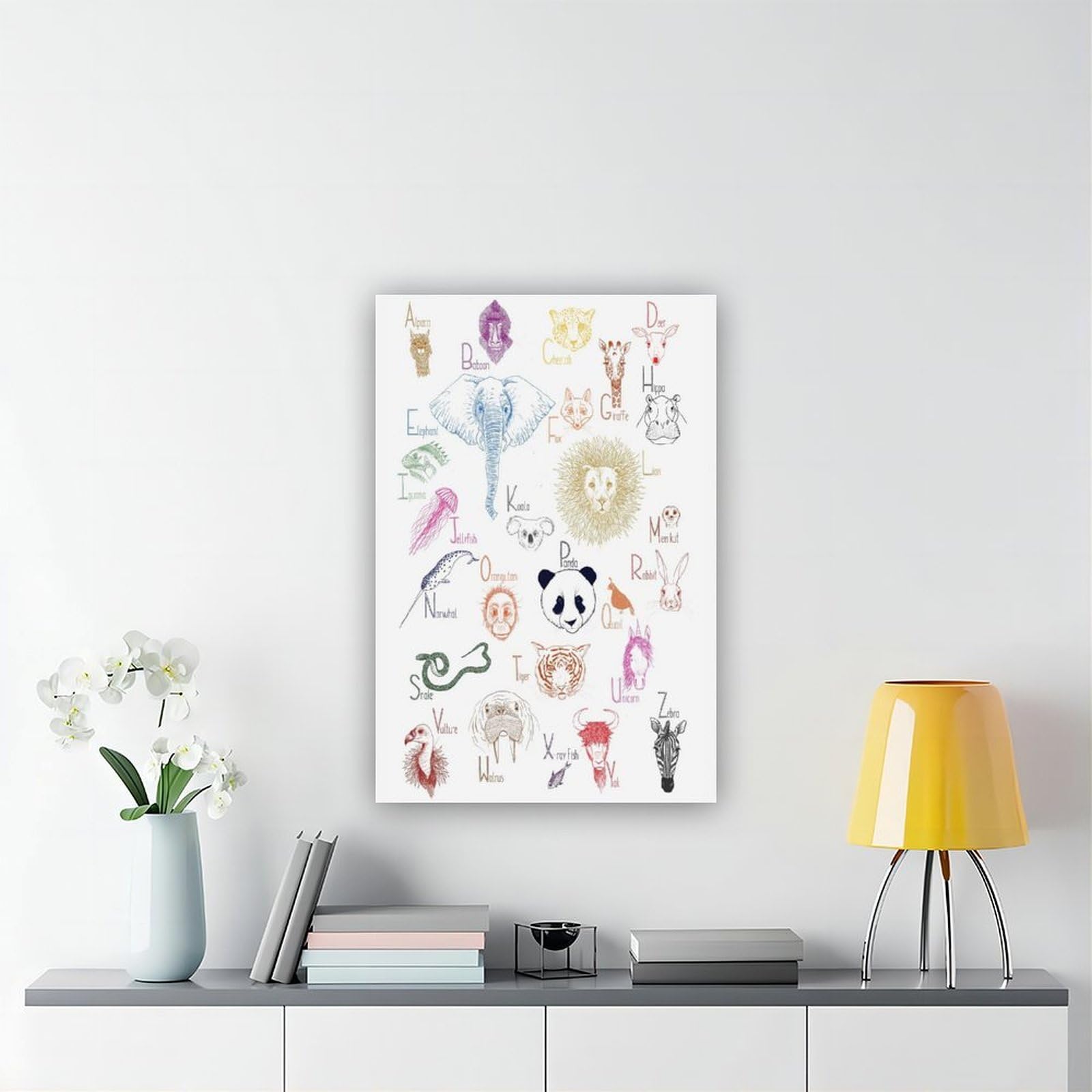 QIOTBVV Poster éducatif sur toile de l'alphabet pour enfants - Décoration murale pour salon, chambre à coucher - 61 x 91,4 cm (L x l)