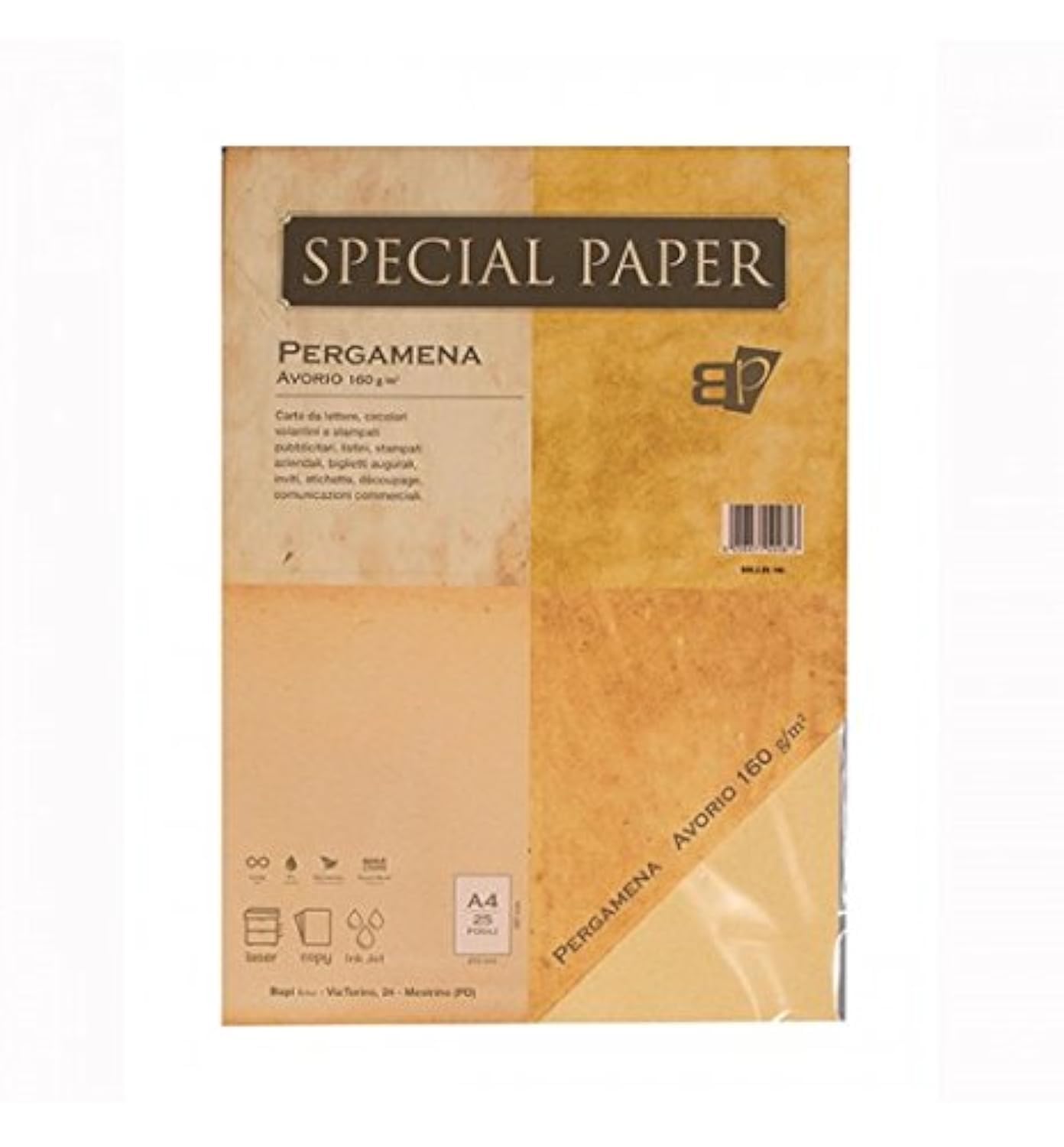 Carta Bapi Pergamena Avorio A4 160 gr. 25 ff