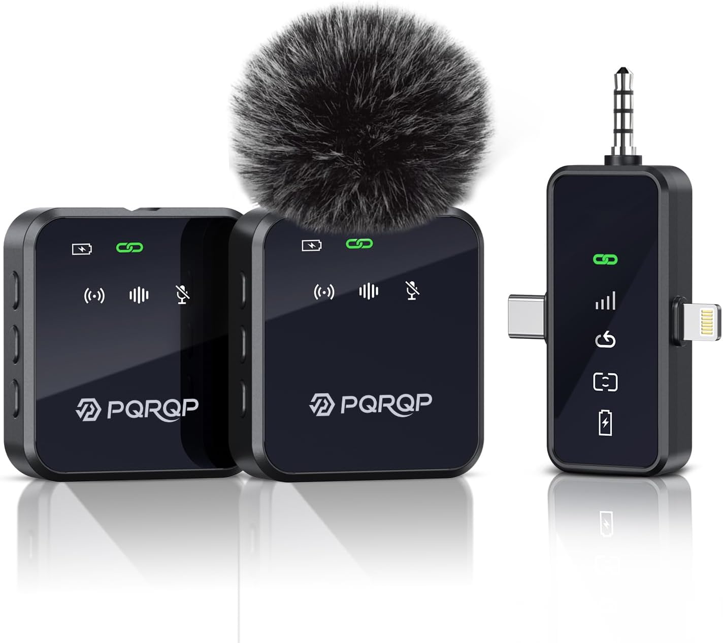 3-in-1 Professional Wireless Lavalier Microphone for iPhone, Android, Camera – 328ft Range, 20H Battery, Wireless Microphones, Noise Canceling for Recording, Live Streaming, YouTube, TikTok