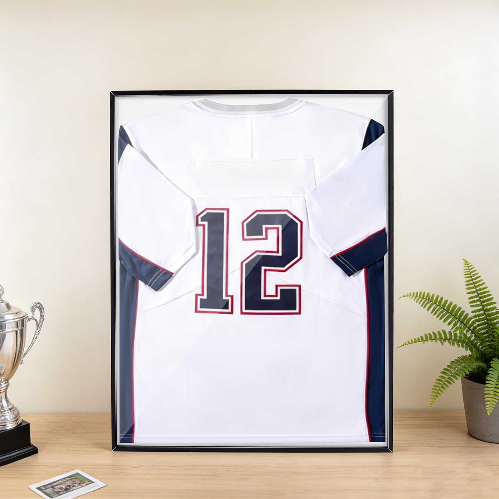 Maillot expositor con cerradura de aluminio, camiseta deportiva con marco, caja de exposición, para béisbol, baloncesto, fútbol, hockey, camisa deportiva (negro)