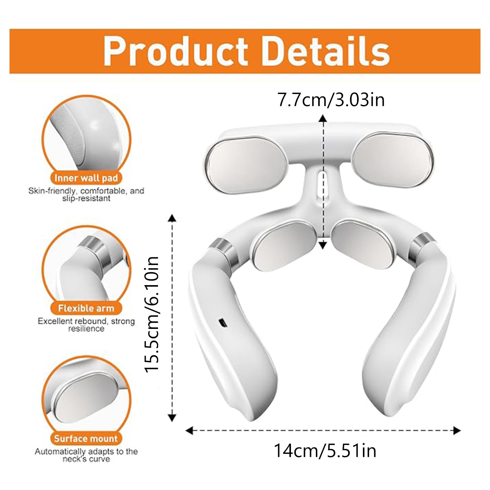 Vertaline Cervirest, Masajeador De Cuello Para El Nervio Vago Con 6 Modos Y 16 Niveles De Intensidad; Masajeador Recargable De Tejido Profundo Con 4 Cabezales Para La Columna Cervical