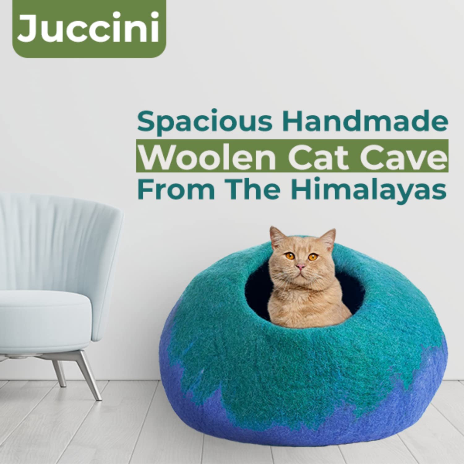 【んのでご】 Philojoy Wool Cat Cave Bed，Premium Felt Cat Covered Beds，Large