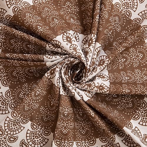 Image of RajasthaniKart Comfort Rajasthani Jaipuri Traditional Sanganeri Print 144 TC 100% Cotton Single Bedsheet with 1 Pillow Cover SB-259 (Brown)