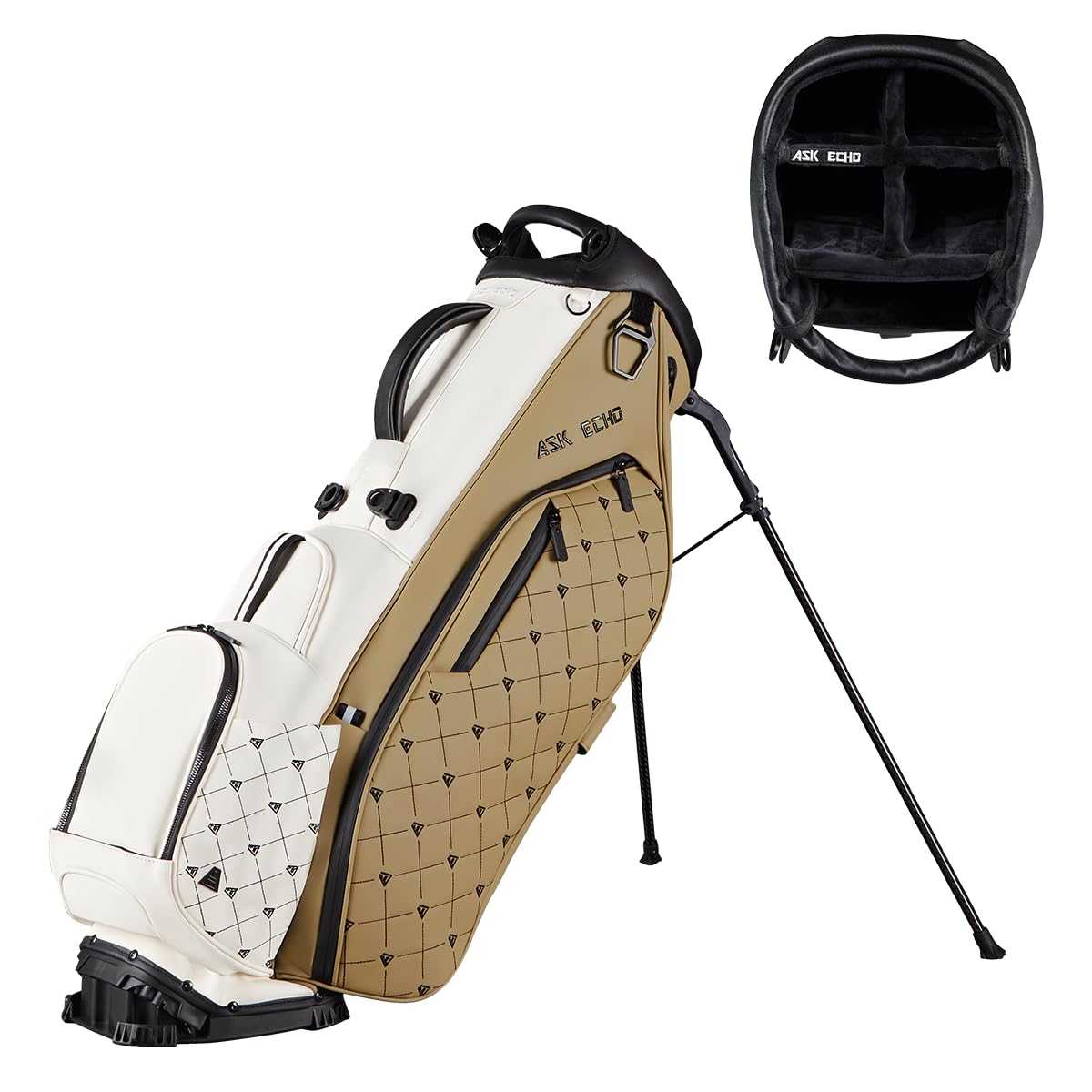 ASK ECHO Golf 2025 Prestige-5 Way Lightweight Leather Stand Bag