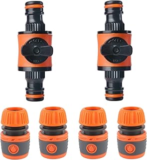 Hzyclzh Premium Regulating Valve, Pack of 2, Garden Hose Connection Set, 1/2 Inch Hose, ABS Plastic, Coupling, Orange, Klein