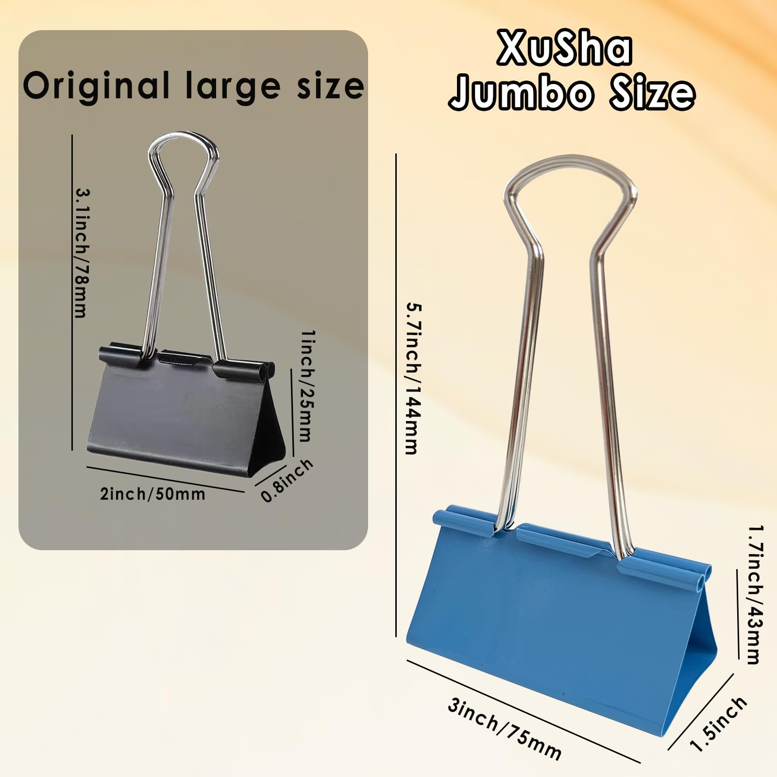 Jumbo-Binder-Clips, 7,6 cm, blau, extra groß, robust, für Bürobedarf, 18 Stück