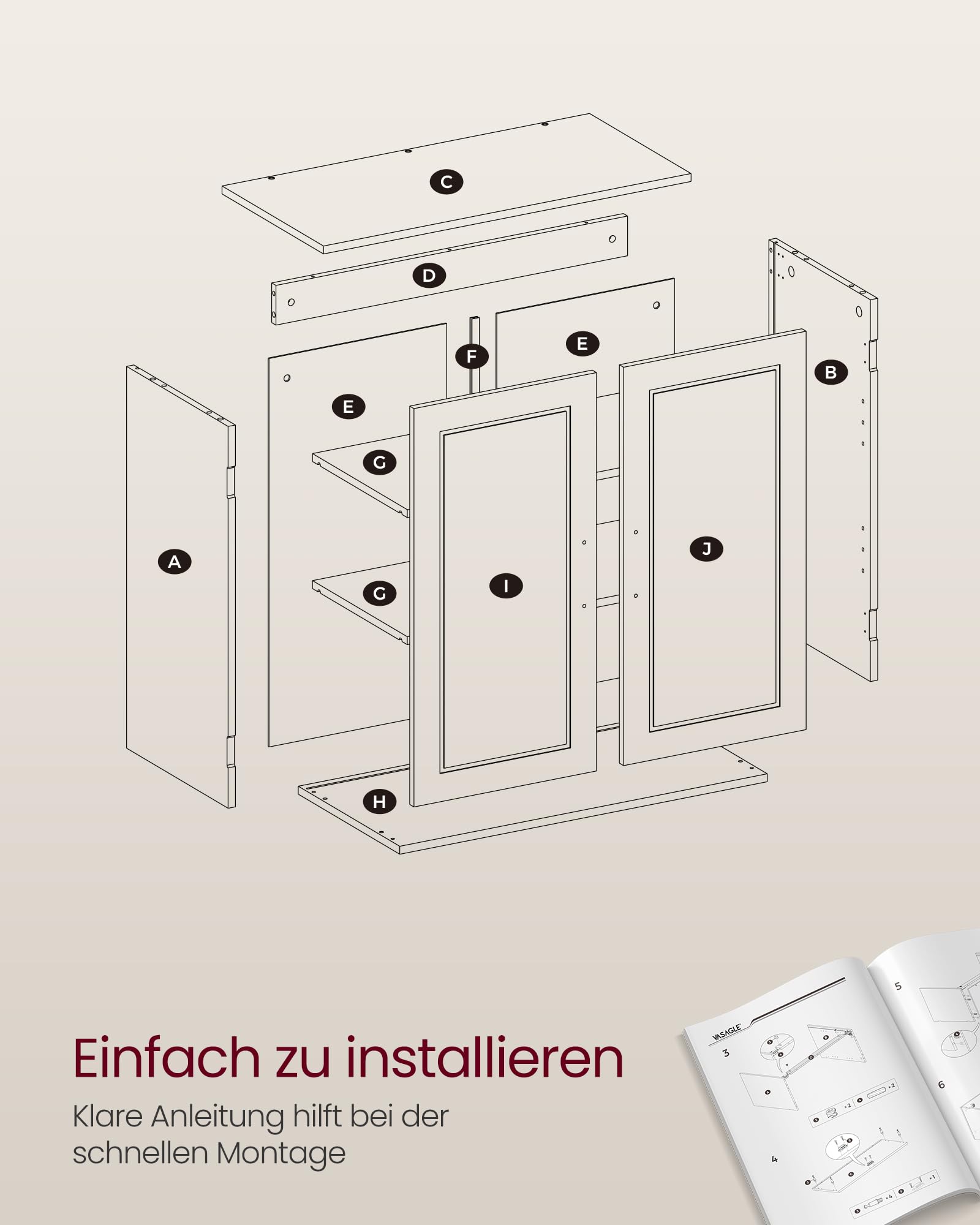 VASAGLE Wandschrank für Badezimmer, Wandschrank für Badezimmer, 30 x 60 x 60 cm, Medizinschrank mit verstellbaren Regalen, Wolkenweiß BBC321W01