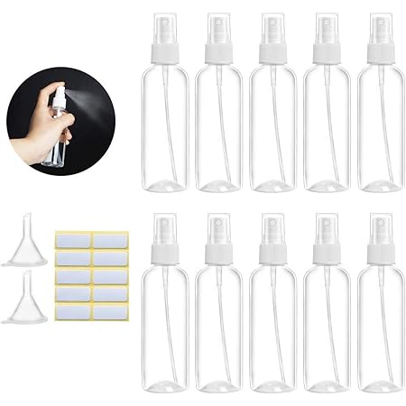 Amazon Autogo スプレーボトル 100ml 10個セット 詰替漏斗付き シール付き 霧吹き 極細ミスト 多機能詰替ボトル Pet素材 漏れ防しデザイン 軽量 携帯便利 消毒 除菌 虫除け 旅行 化粧水 詰め替え 小分けボトル クリア 透明 Autogo コスメ用詰替え容器 通販