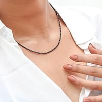 Vista 5 de Gempires Natural Black Tourmaline Beads Necklace, Faceted Beads, Energy Healing Crystals, Silver Plated Chain, Birthday, Gift for Her, Gemstone