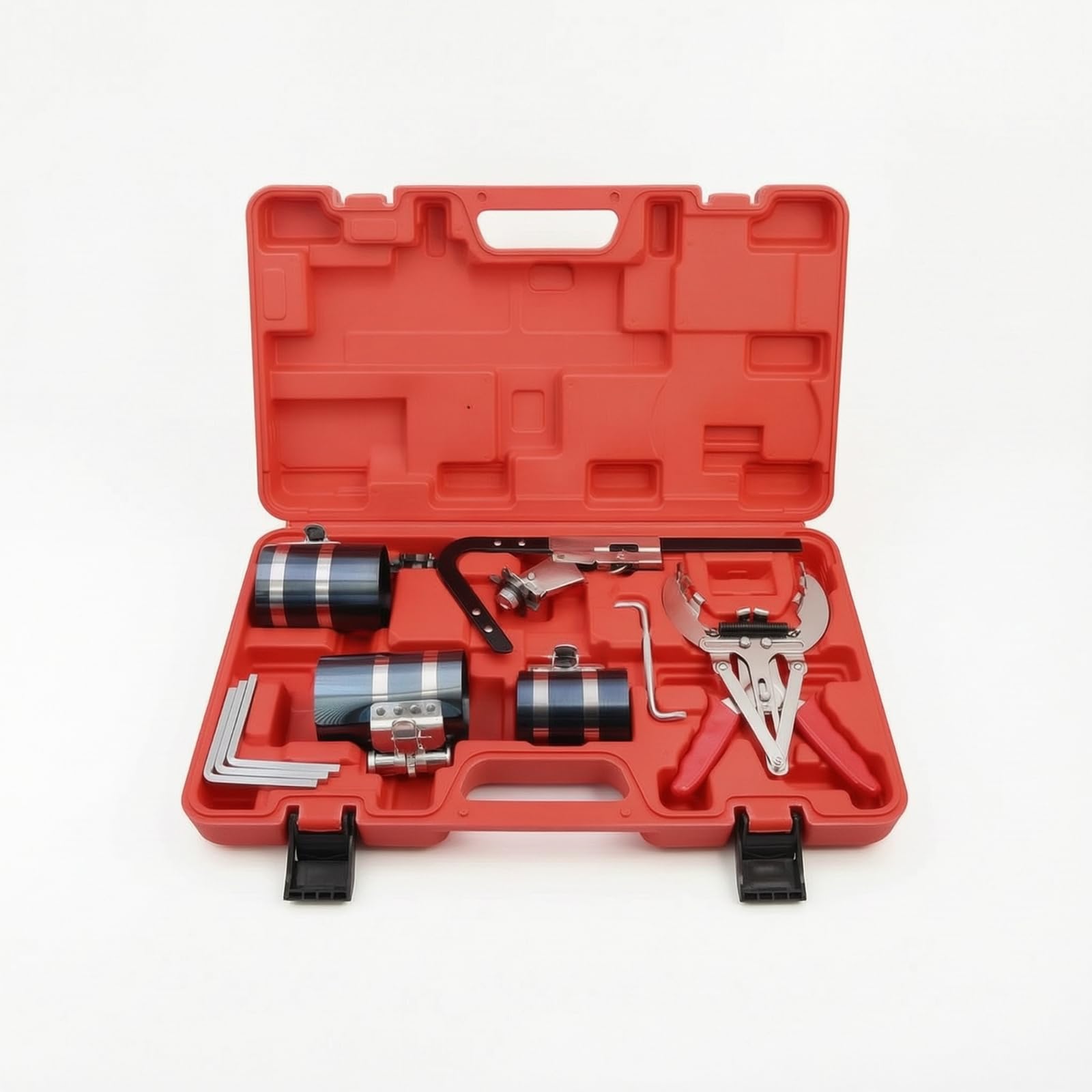 MagiDeal de Compresor de Aros de Pistón con Alicates Expansores Manguitos Metálicos y Herramienta con Gancho Construcción Robusta con Estuche Rígido para