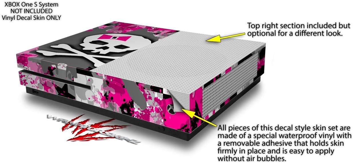 Decal Vinyl Skin Wrap Compatible with Xbox One S Console and Controllers - Girly Pink Bow Skull