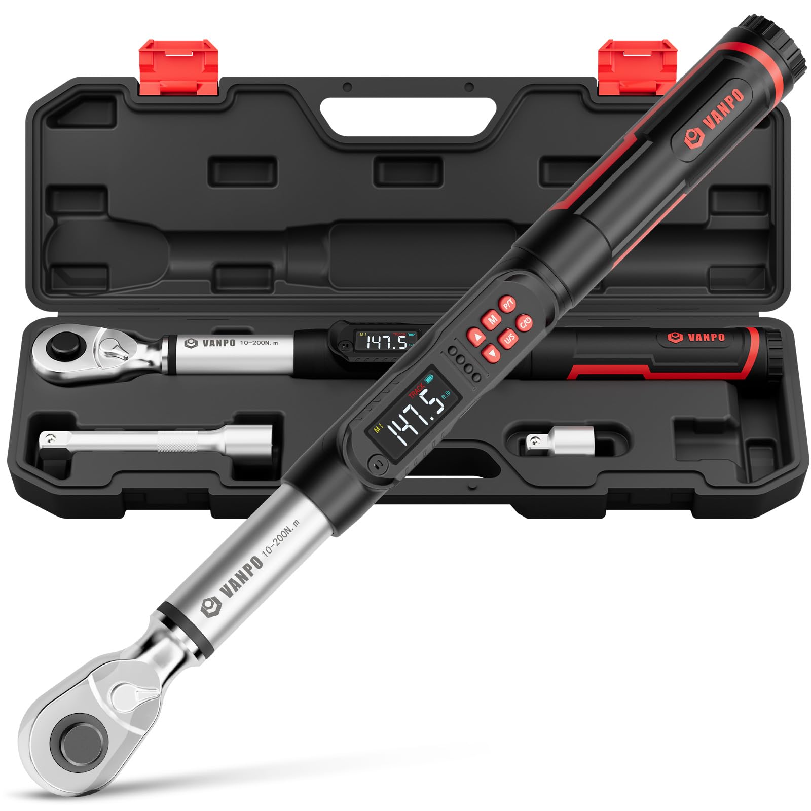 VANPO Digital Torque Wrench 1/2", 7.38–147.5 ft-lb for Lug Nuts