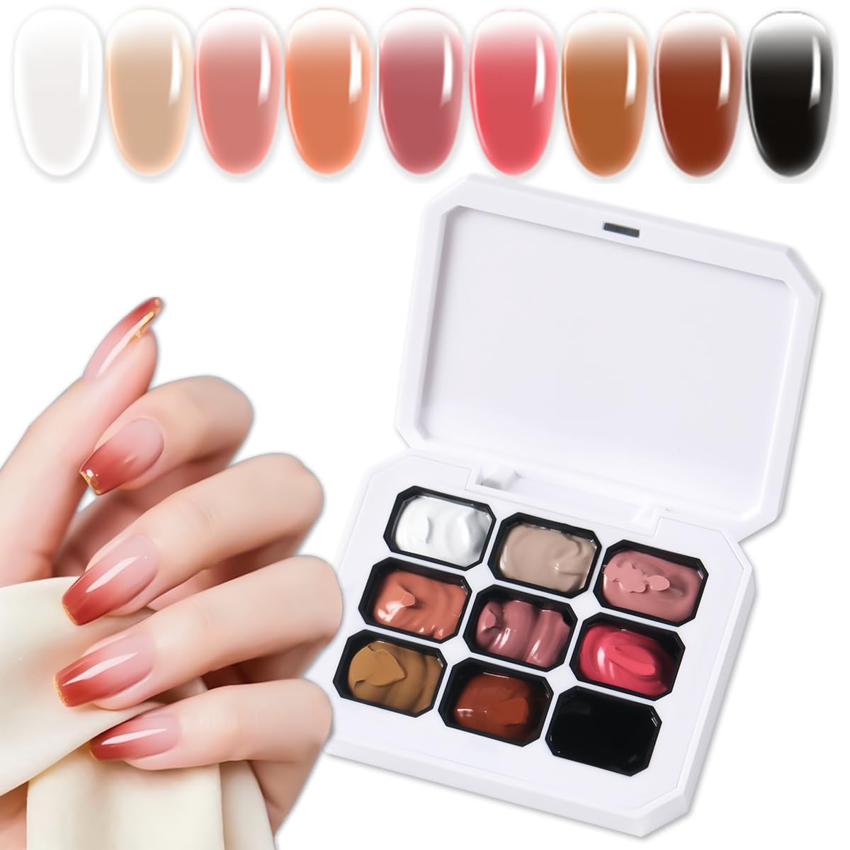 Sponge Pat Paint Nail Gel, 9 Colors Ombre Gel Nail Polish