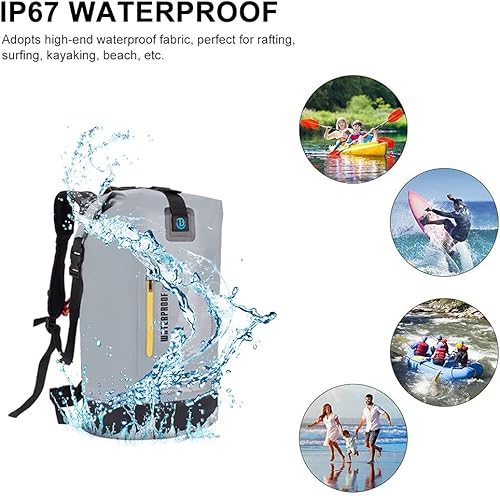 Miniatura 5 de Blueshyhall Mochila seca impermeable de 20 L, cierre superior enrollable, repelente al agua, bolsa de almacenamiento para kayak, rafting, barco,