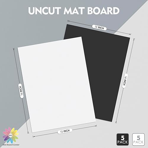 Miniatura 35 de Mat Board Center, paquete de 10 tableros mate sin cortar de 16 x 20 pulgadas, tableros de respaldo blanco y negro para impresiones, marcos, fotos