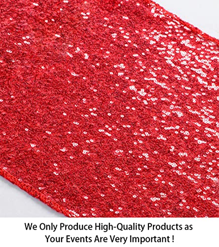 Red Bridal Shower Decorations 5Pcs Red 12''X72'' Sequin Table Runners Shiny Red Party Supplies Glitter Table Runners For Wedding Reception #TOP1