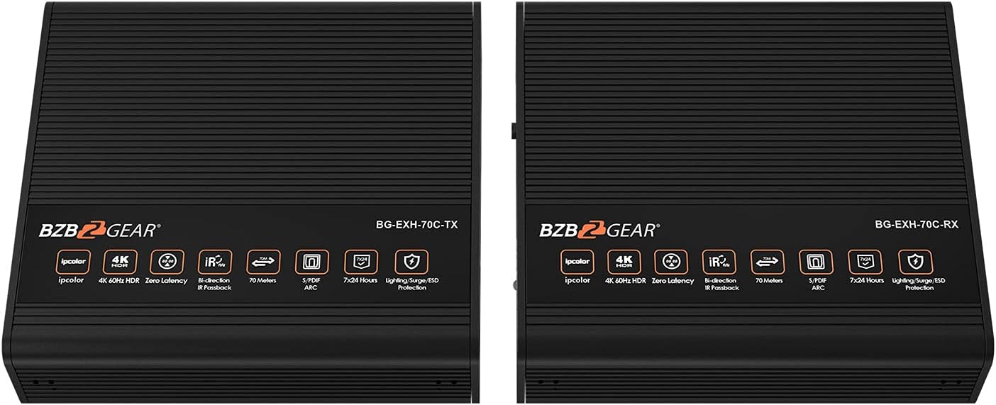 BZBGEAR 4K UHD HDMI Extender with Bi-Directional IR and Zero Latency up to 230ft - BG-EXH-70C