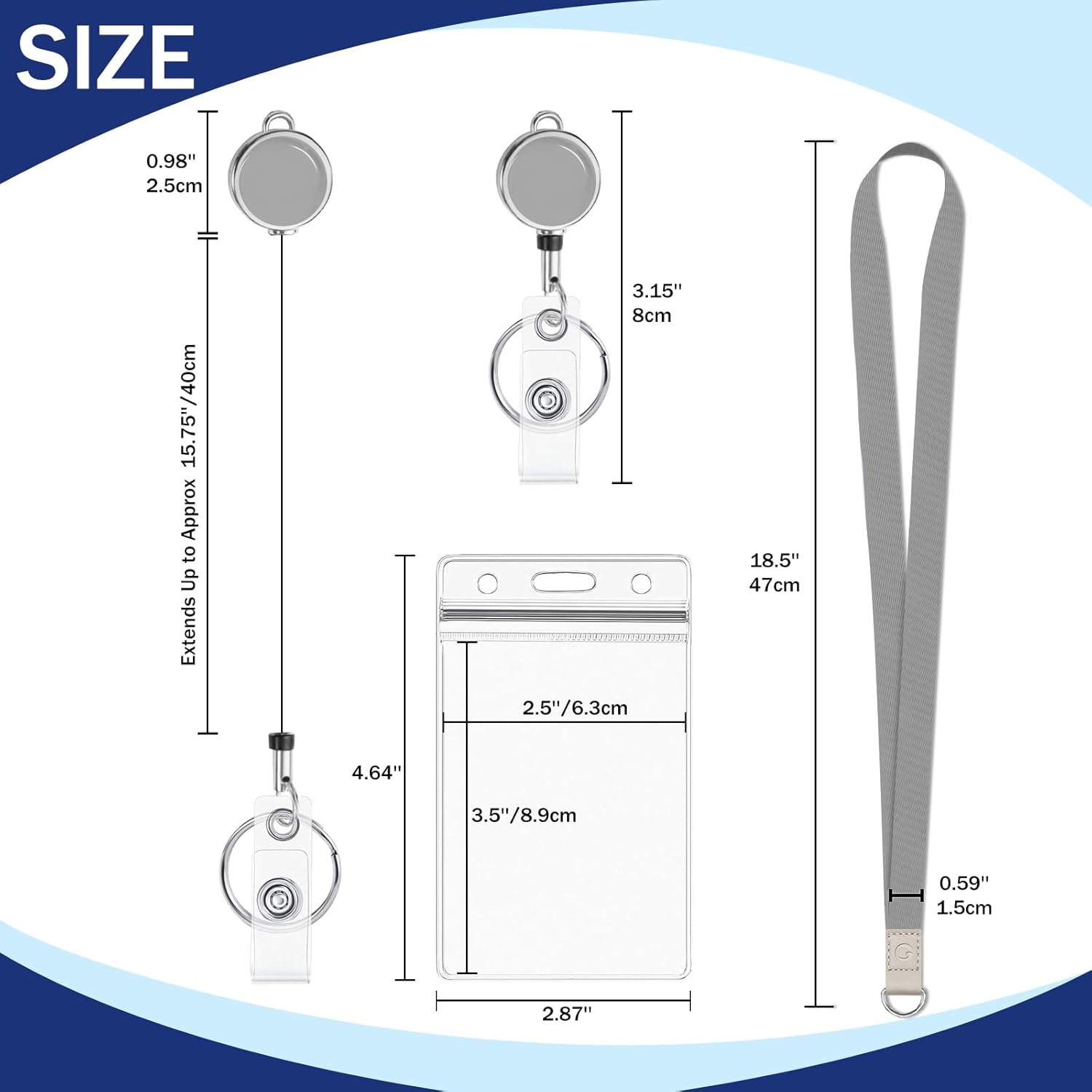 Giancomics Black Lanyards for Id Badges, ID Badge Holder with Retractable Reel, Waterproof Lanyards for Cruise Ships Cards Key with ID Card Holder Office Work Name Tag Zip Type Card Protector 2 Pack - Image 6