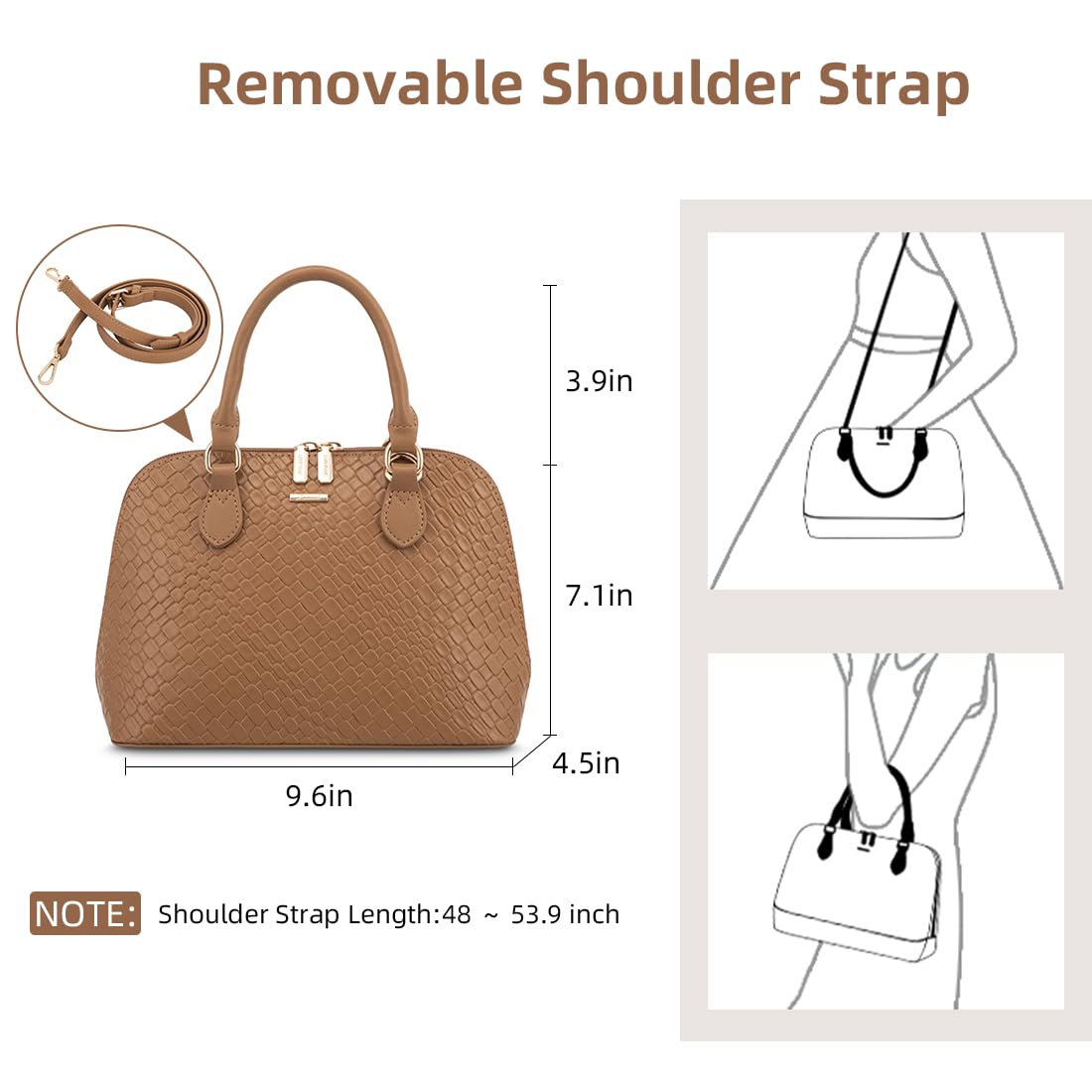 LOVEVOOK Purse for Women Small Crossbody Bags Classic Double Zip Top Handle Dome Satchel Bag: Woven/Brown