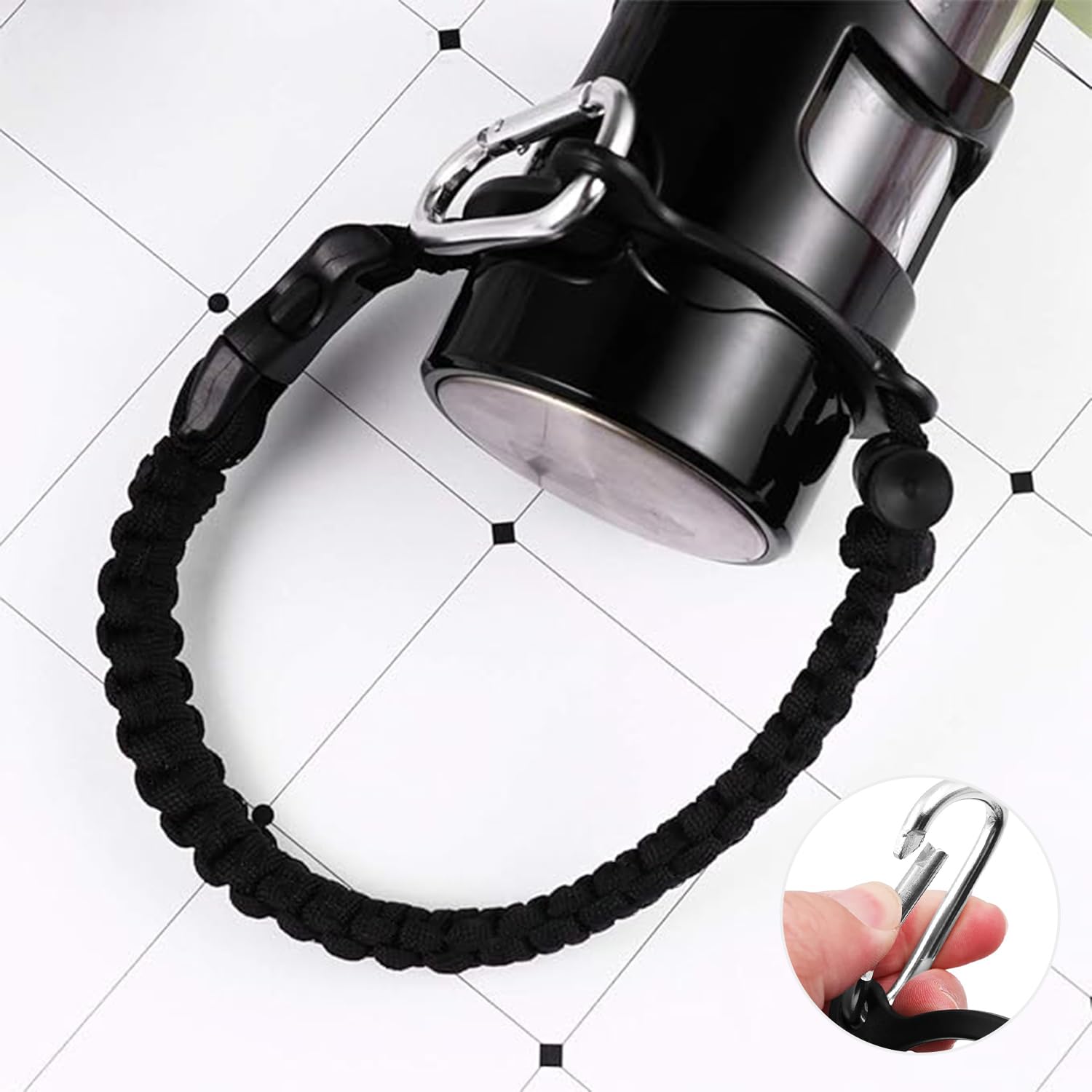 Cinghia Manico Per Borraccia Con Paracord E Moschettone - Supporto Ergonomico Per Outdoor