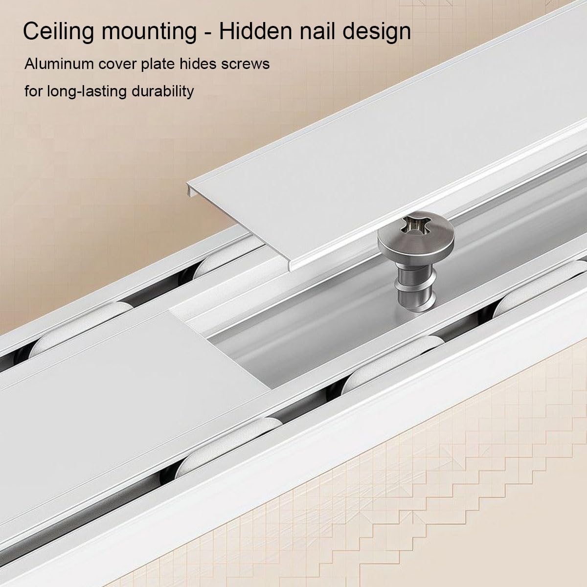 Rail Double Plafond Pour Baie Vitrée, Système De Rail Coulissant Silencieux, 1-6 m Tringle À Rideaux Aluminium Et Extra Plate, Installation Facile, Pour Séparation De Pièce(Blanc,2.6m)