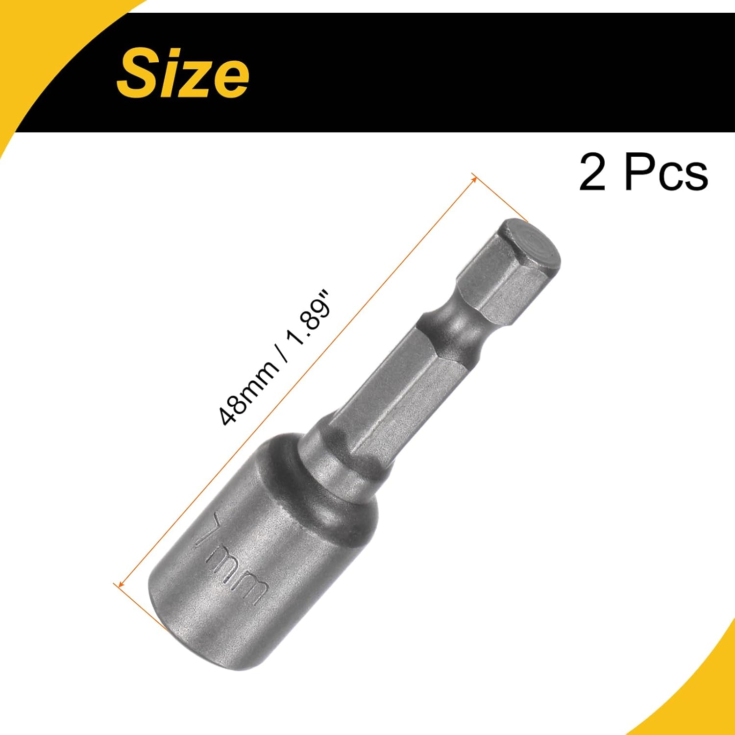 1/4" Quick-Change Hex Shank 7mm Magnetic Nut Driver Bit, 1.89" Length 2 Pcs
