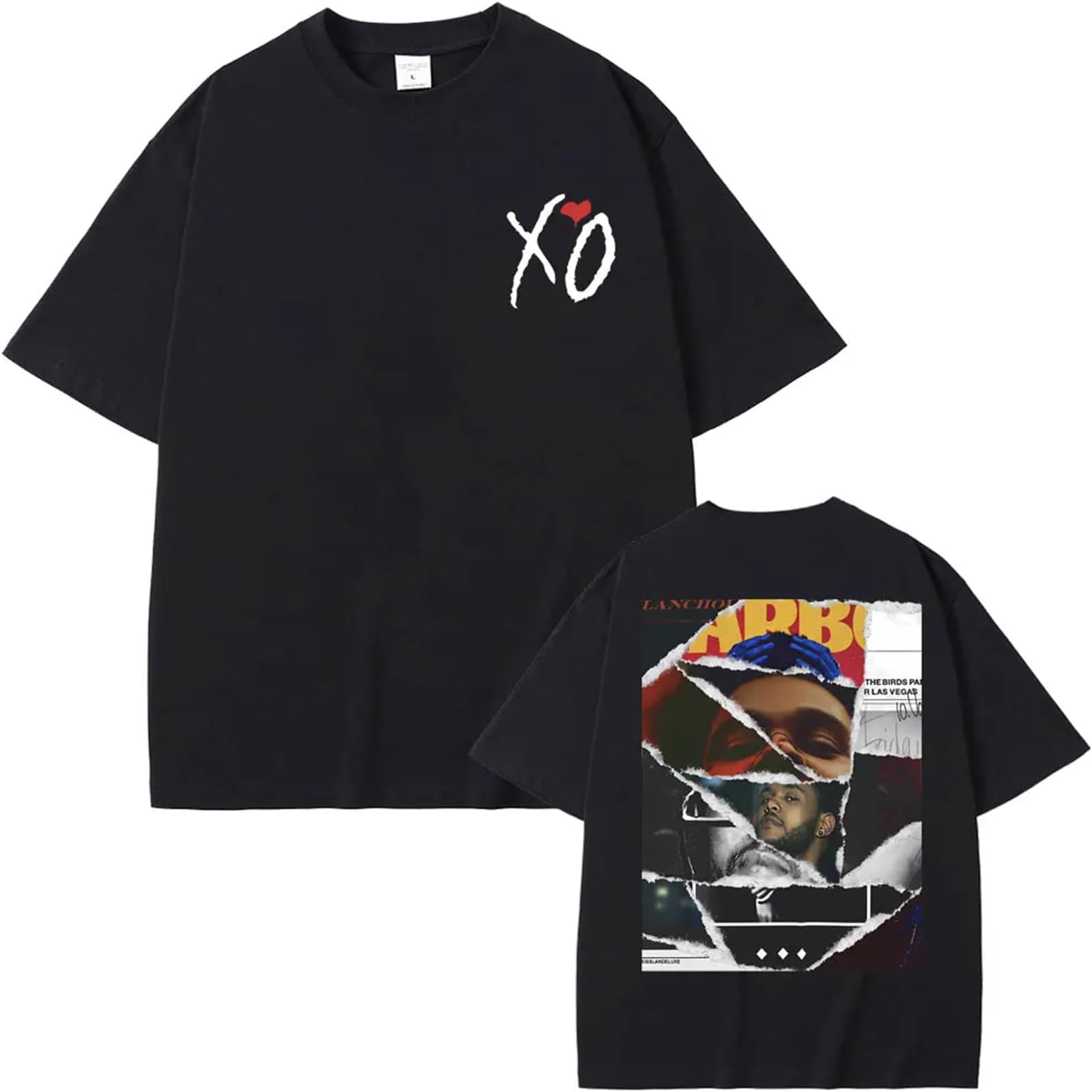 OUHZNUXSinger The Weeknd Album Cover Collage Graphic T-Shirt Men's Fashionable Cotton T-Shirt Men's Hip-hop Oversized T-Shirt XS-3XL