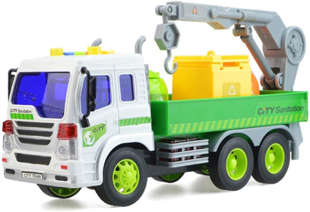 LouiseEvel215LouiseEvel215 Large 1/16 Garbage Truck Bin Lorry Light & Sound Rubbish Recycling Toy Trash Car Simulation Inertia Garbage Truck