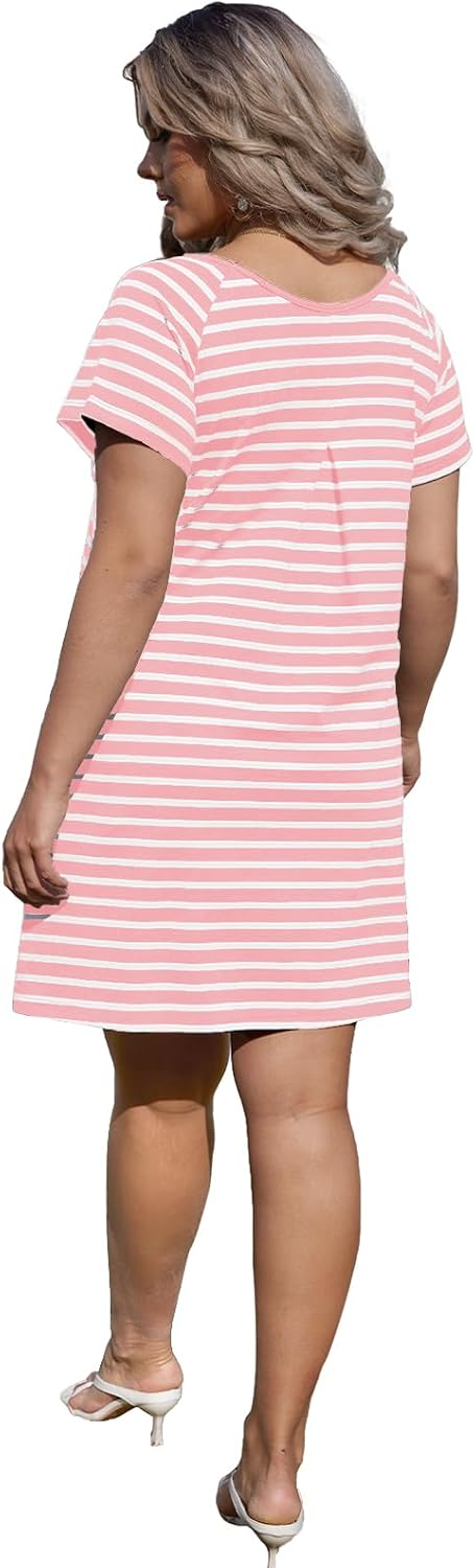 Alaster Women’s Casual Summer T Shirt Dress Loose Short Sleeve Tunic Dress with Pocket for Women - Image 8