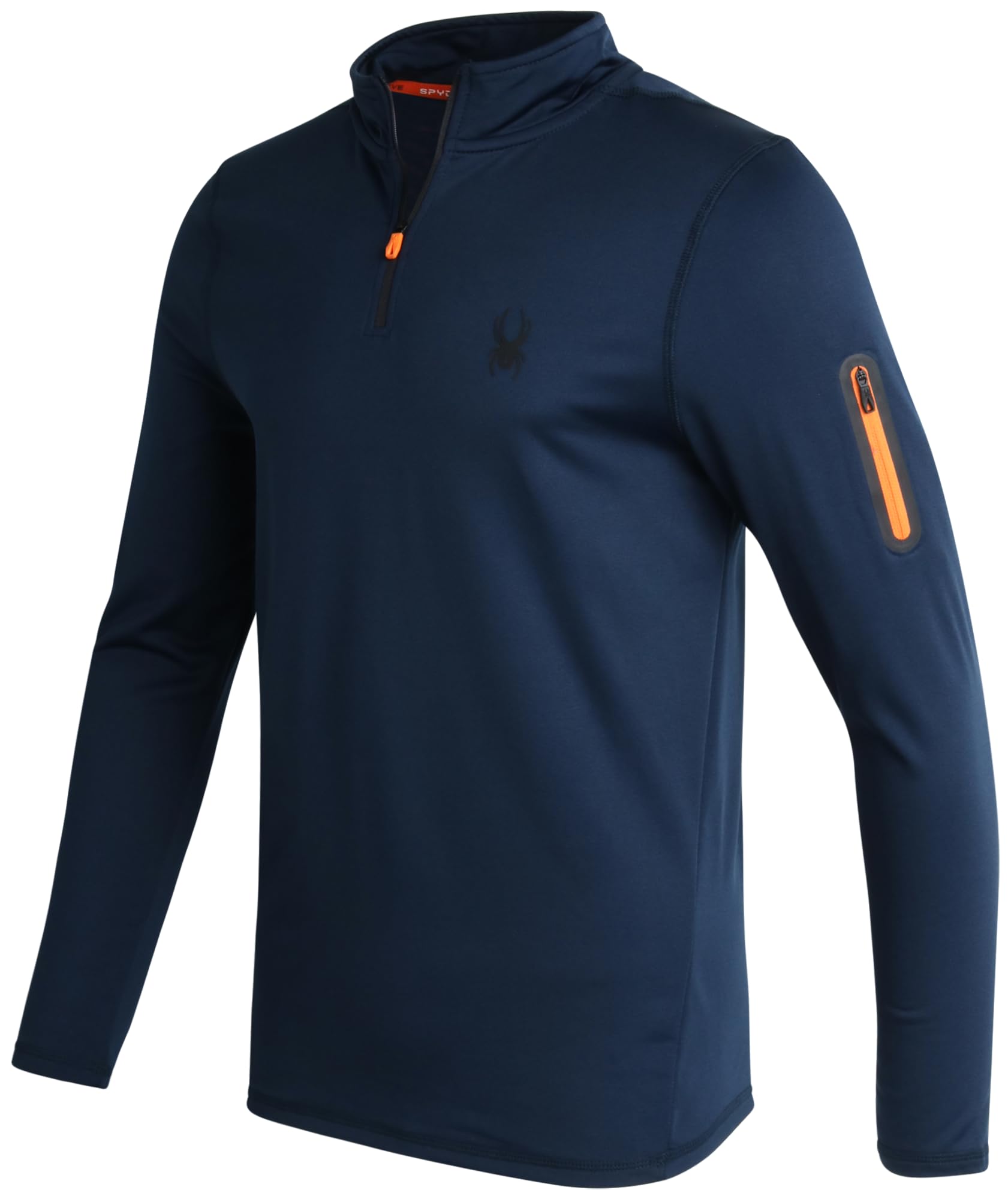 Spyder Mens Mock Neck Sweatshirt - 1/4 Zip Athletic Performance Quarter Zip Pullover Men Long Sleeve Workout Shirts for Men, Dusty Navy, Medium