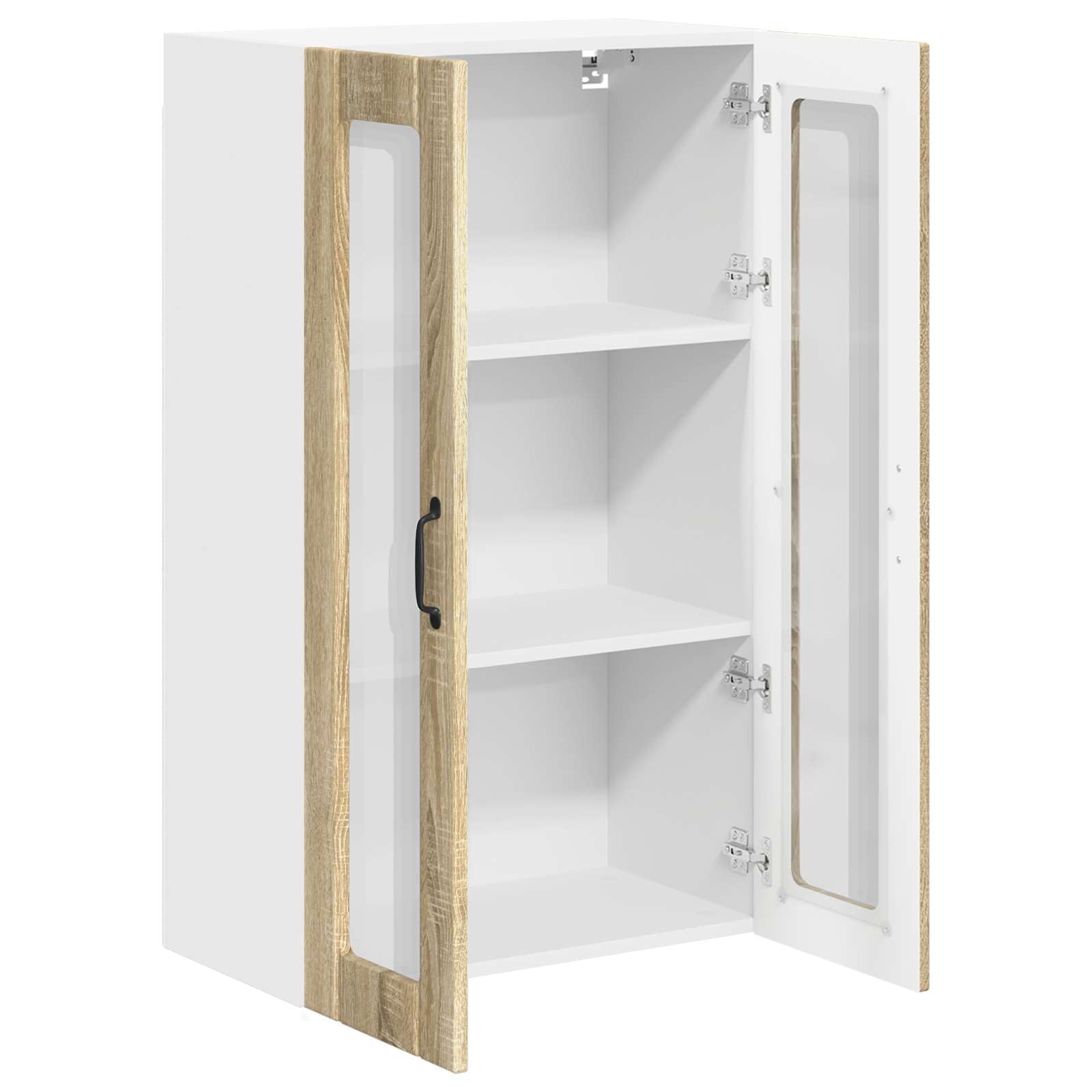 Yisssmeng Küchen Hochschrank Sonoma Eiche 60 x 31 x 100 cm Holzwerkstoff Modernes Design mit 2 Scharniertüren platzsparende Aufbewahrung für Küche Esszimmer Flur Küche, Haushalt & Wohnen