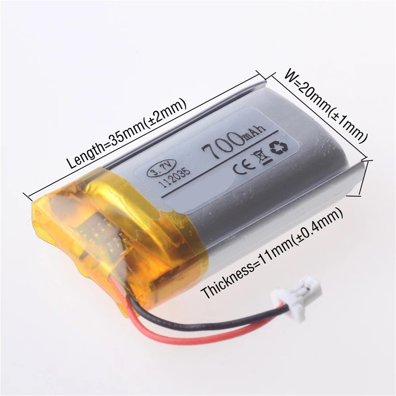 112035 3,7 V 900 mAh, 1 pièce(112035 1.0 2P)