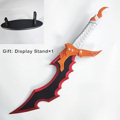 Miniatura 7 de Espada Kasaka de anime Killer Kasaka All Metal Sung Jingwoo con soporte de exhibición para colección, cosplay, 21.7 pulgadas, rojo