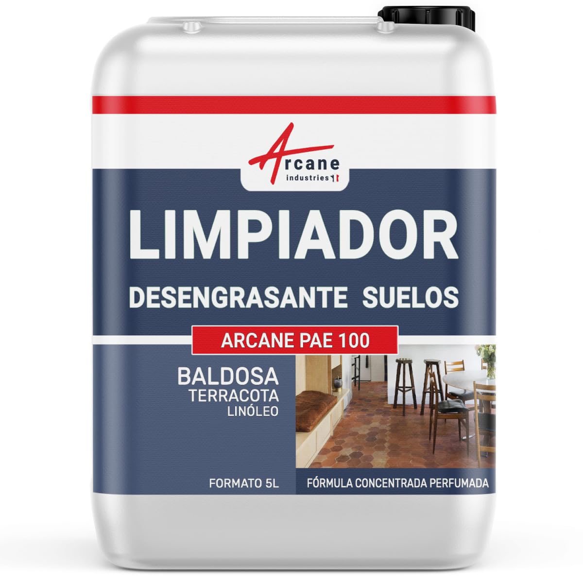 Limpiador desengrasante para suelos de baldosas y exteriores - LIMPIADOR DESENGRASANTE PARA SUELOS - 5 L - ARCANE INDUSTRIES
