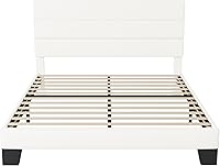 Vista 8 de Allewie Base de cama de plataforma tamaño Queen con cabecera tapizada de terciopelo y soporte de listones de madera, base de colchón completa,