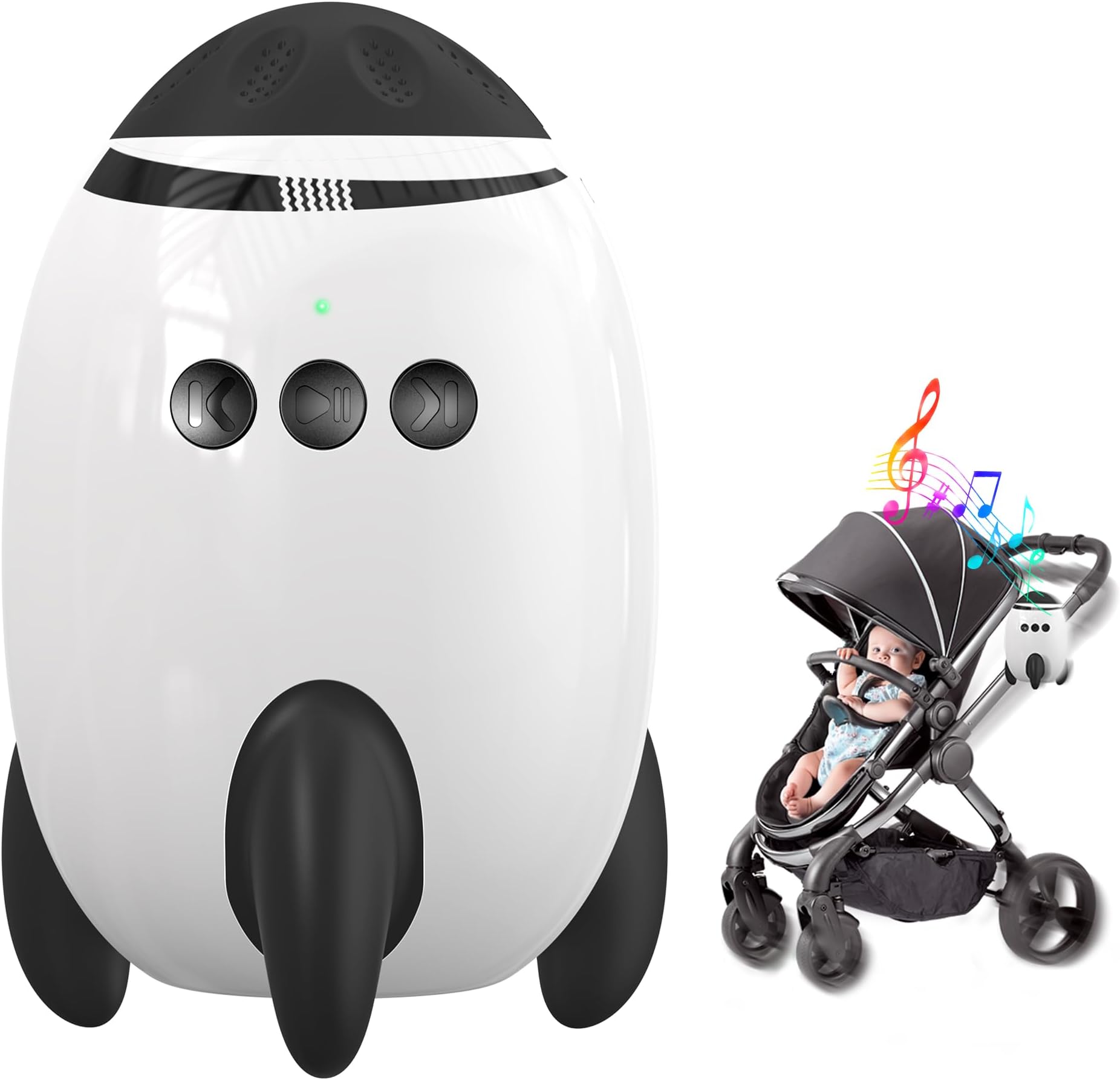 QNHMPW Baby Rocker, Baby Vibrating Soother Gently Rocks Any Stroller or Pram, White Noise Sound Machine Baby with 11 Sounds, Adjustable Speed, Baby Sleep Aid Newborn Essentials Must Haves Gifts