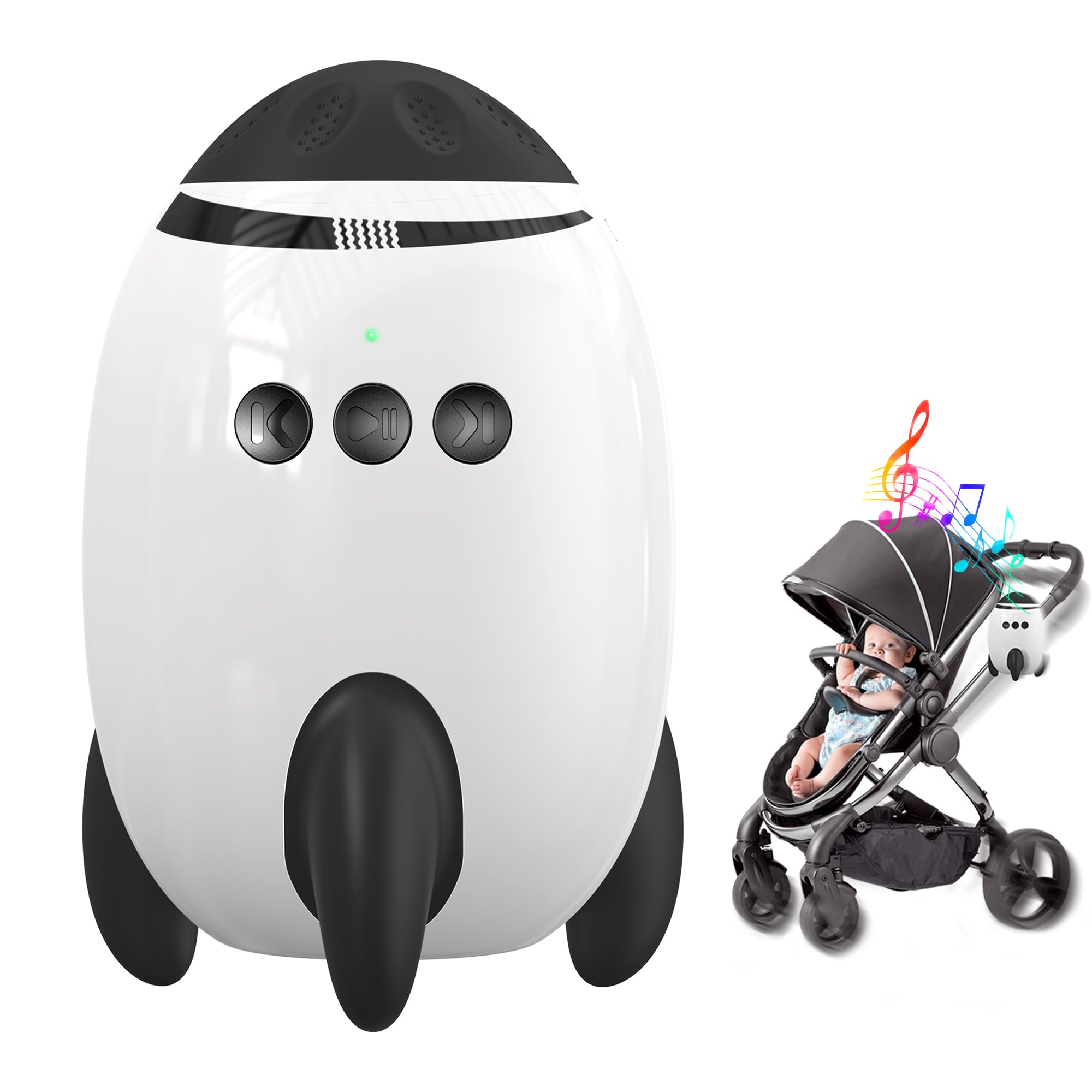 QNHMPW Baby Rocker, Baby Vibrating Soother Gently Rocks Any Stroller or Pram, White Noise Sound Machine Baby with 11 Sounds, Adjustable Speed, Baby Sleep Aid Newborn Essentials Must Haves Gifts