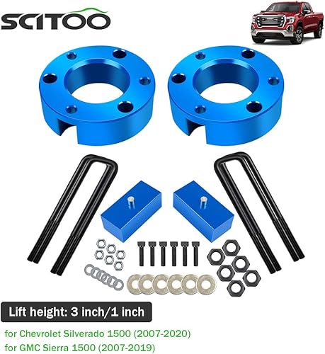 Miniatura 2 de SCITOO Kit de elevación de nivelación trasera delantera de 3 pulgadas de 2 pulgadas para Chevy 2007-2020 Espaciador de puntal de elevación