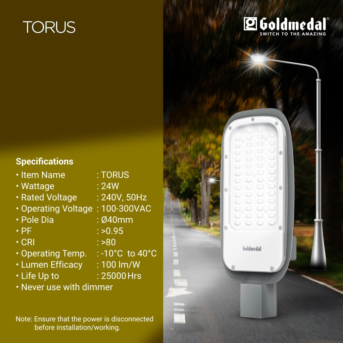 Goldmedal Torus 24W IP66 LED Street Light| LED Street Lamp | Focus