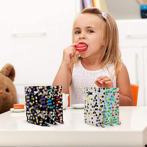 Miniatura 8 de HABILE Paquete de 48 bolsas de regalo de plástico para fiestas bolsas de regalo duraderas con asas bolsas de plástico para golosinas bolsas de