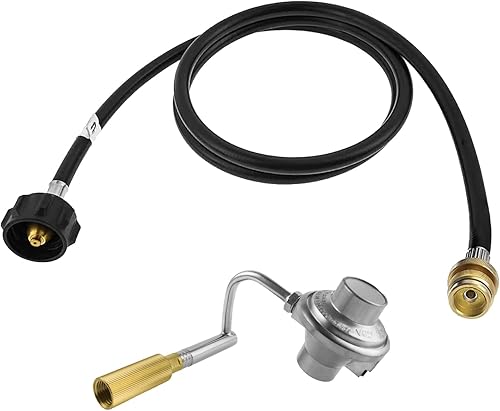 Miniatura 9 de 5430 Regulador de estufa de parrilla con adaptador de propano de 5 pies de manguera de repuesto para estufa de propano Coleman, compatible con