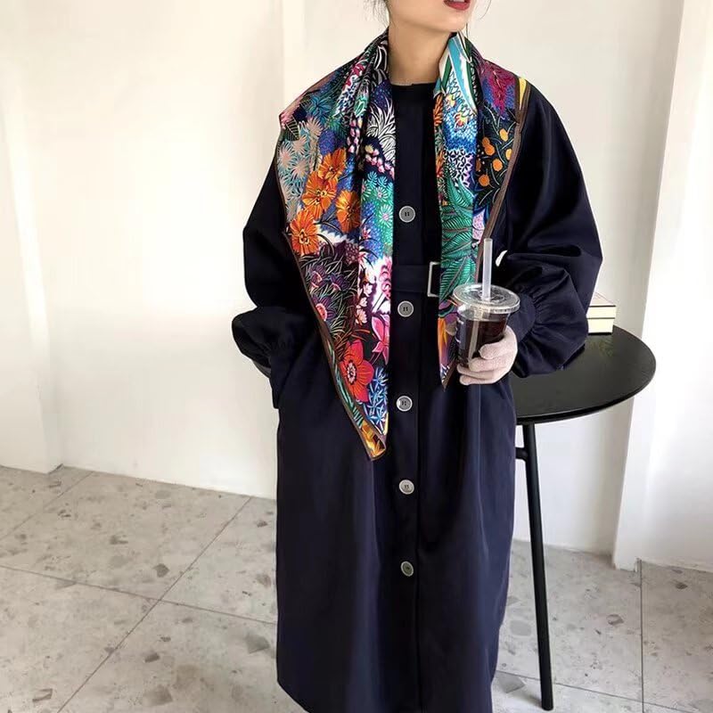 100% Pure Mulberry Silk Scarf - 35" Large Square Lightweight Headscarf – Women’s Hair Wraps Shawl With Gift Packed 0013