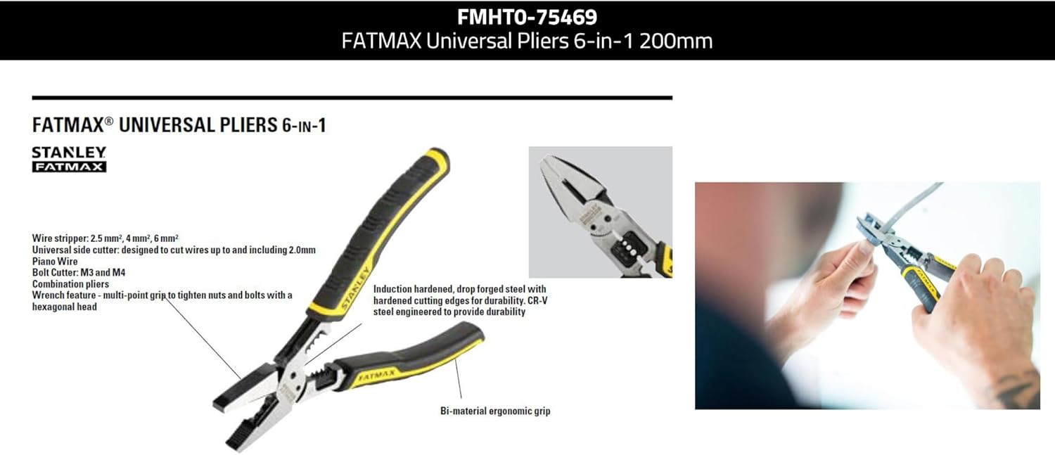 Stanley FMHT0-75469 6in1 Multi-purpose Pliers, Yellow/Black