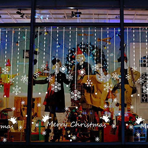 SWORNA Holiday Series SN-63 Merry Christmas Angel Snowflakes Decoration Removable Vinyl DIY Wall Window Door Mural Decal Sticker Retail Store/Coffee House/Restaurant/Supermarket/Dress Shop 52