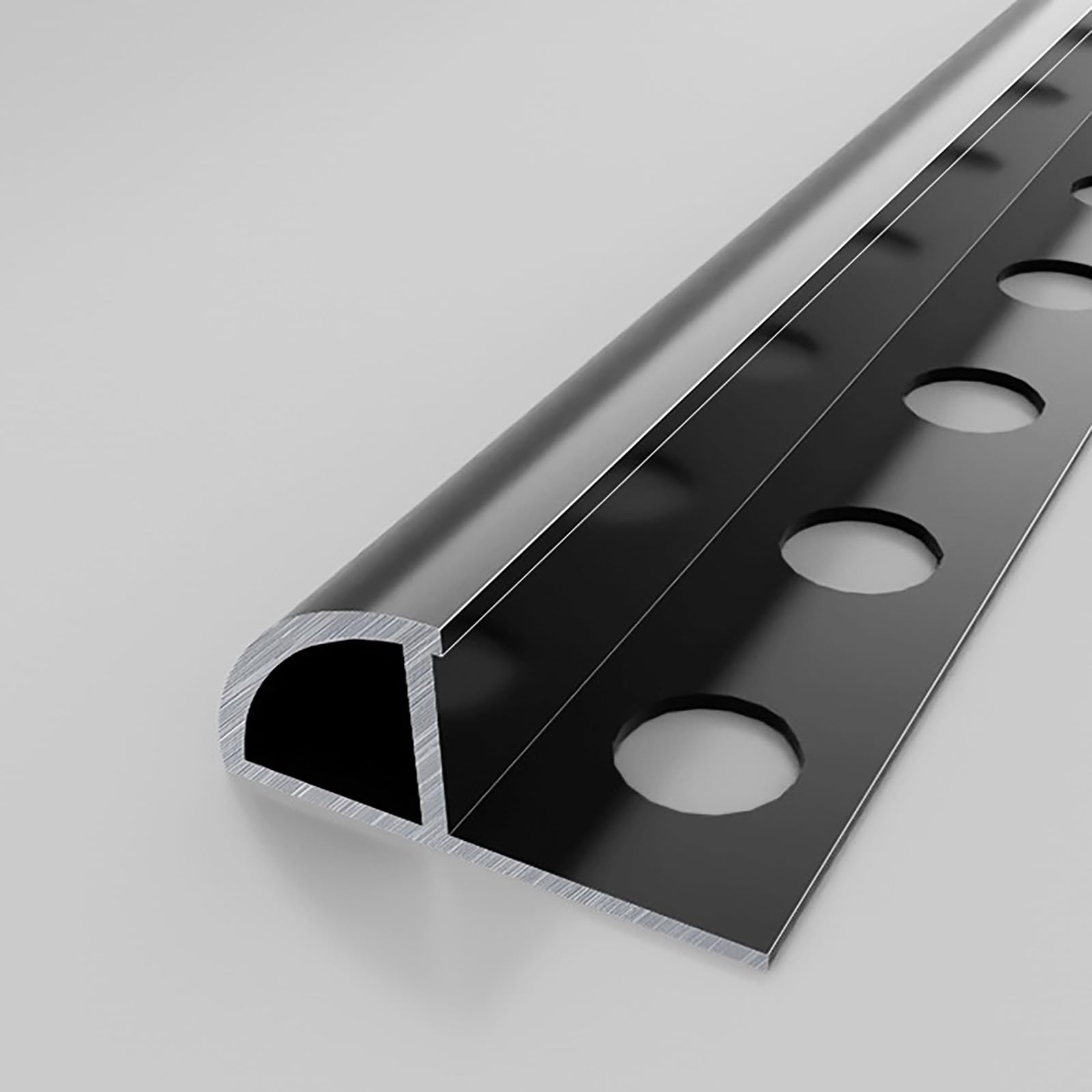 Piastrelle Terminali Lunghe 125CM, 2 Pezzi, Profilo Di Protezione Angolare Quarto Di Cerchio Per Piastrelle, Profilo Terminale Per Bagno, Cucina, Camera Da Letto, Sala Da Pranzo(Black,8mm)