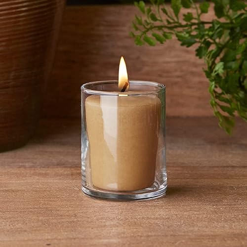 Miniatura 5 de Root Candles Velas votivas perfumadas, mezcla de cera de abeja, votivas hechas a mano de 20 horas, 18 unidades, ámbar y roble